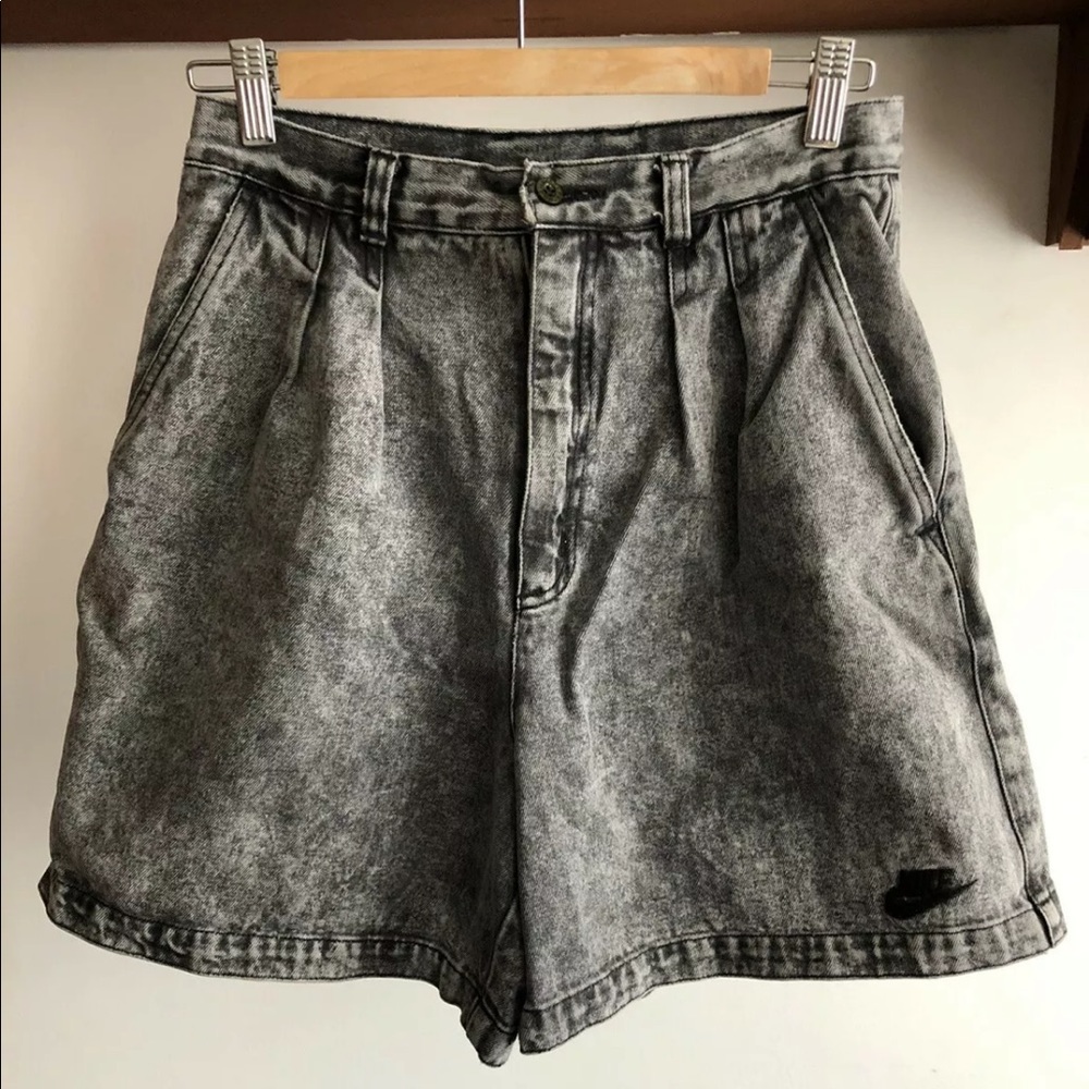 Vintage 80s NIKE Challenge Court Agassi Acid Wash Denim Tennis Shorts
